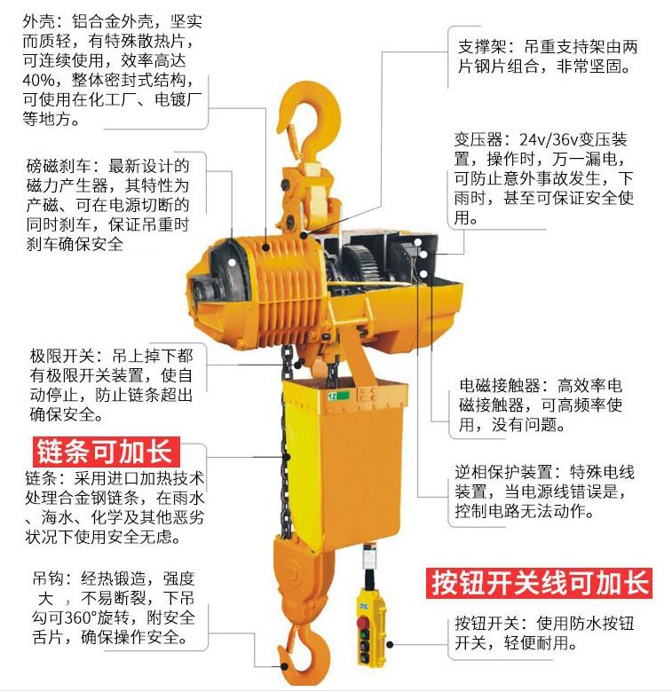 雙暢固定式環(huán)鏈電動葫蘆，掛鉤式電動葫蘆